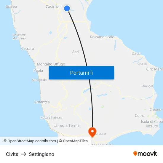 Civita to Settingiano map