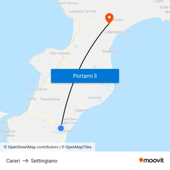 Careri to Settingiano map