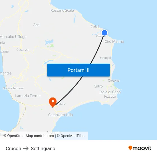 Crucoli to Settingiano map