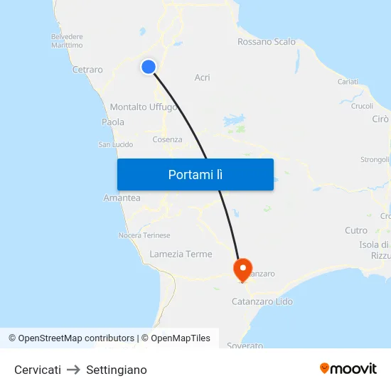Cervicati to Settingiano map