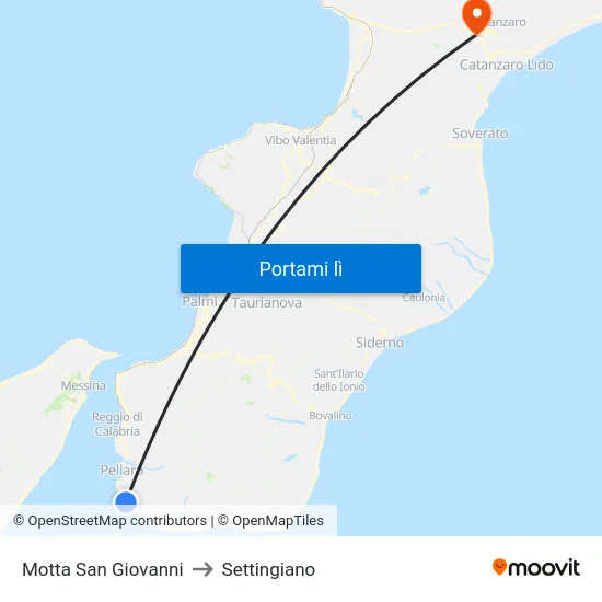 Motta San Giovanni to Settingiano map