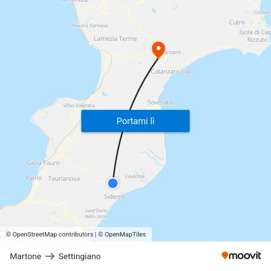 Martone to Settingiano map