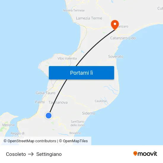 Cosoleto to Settingiano map