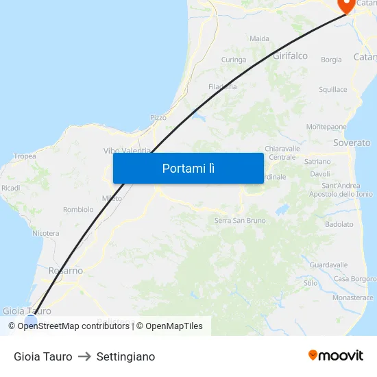 Gioia Tauro to Settingiano map