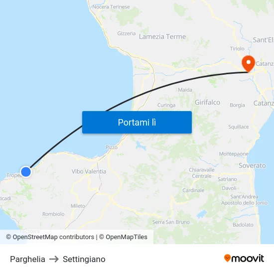 Parghelia to Settingiano map