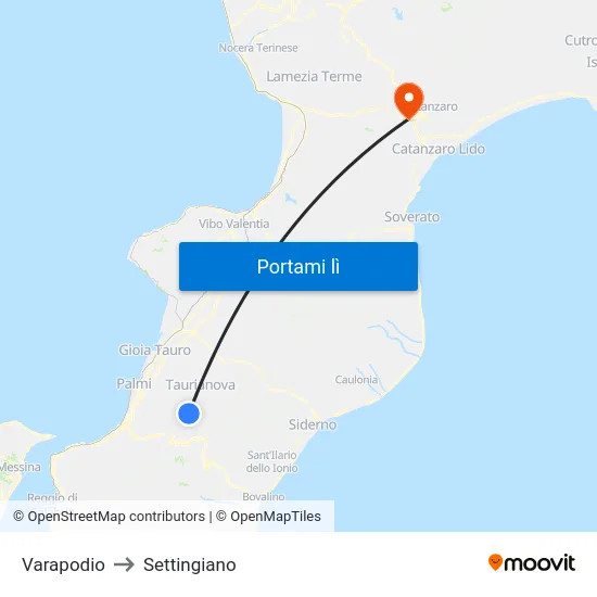 Varapodio to Settingiano map
