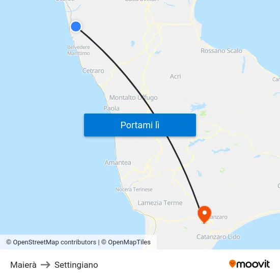Maierà to Settingiano map
