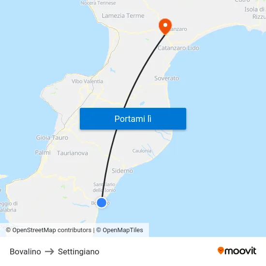 Bovalino to Settingiano map