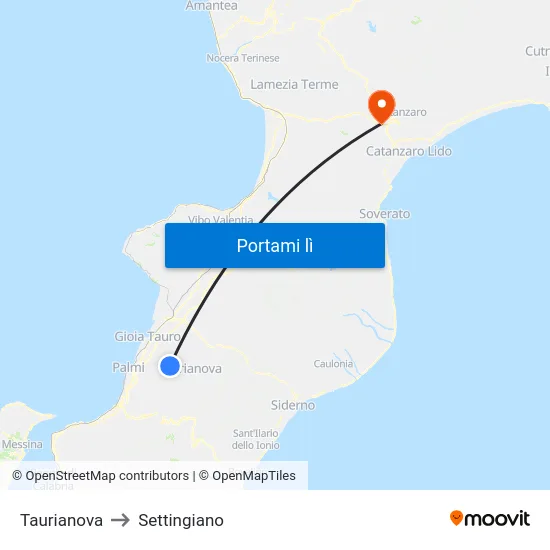 Taurianova to Settingiano map