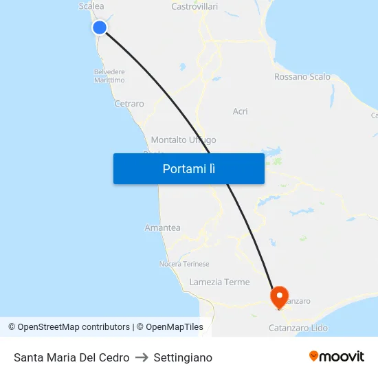 Santa Maria Del Cedro to Settingiano map