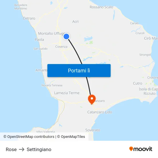 Rose to Settingiano map