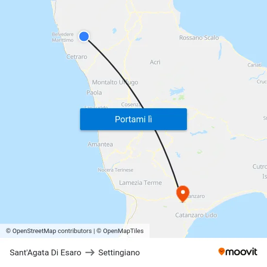 Sant'Agata Di Esaro to Settingiano map
