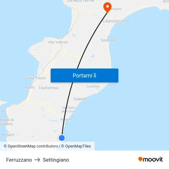Ferruzzano to Settingiano map