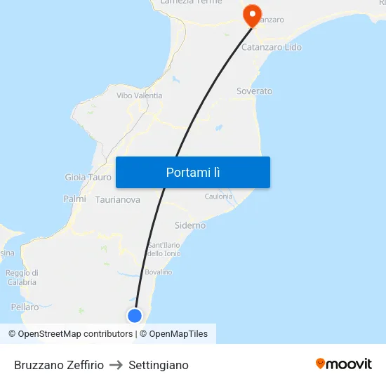 Bruzzano Zeffirio to Settingiano map