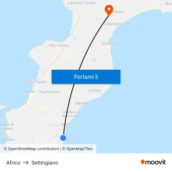 Africo to Settingiano map
