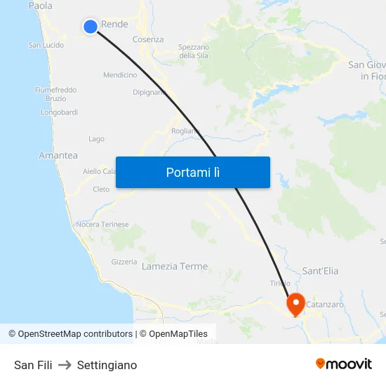 San Fili to Settingiano map