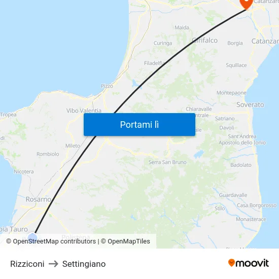 Rizziconi to Settingiano map