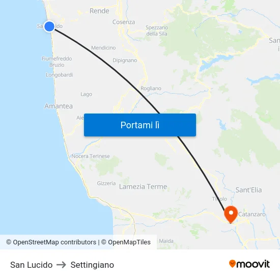 San Lucido to Settingiano map