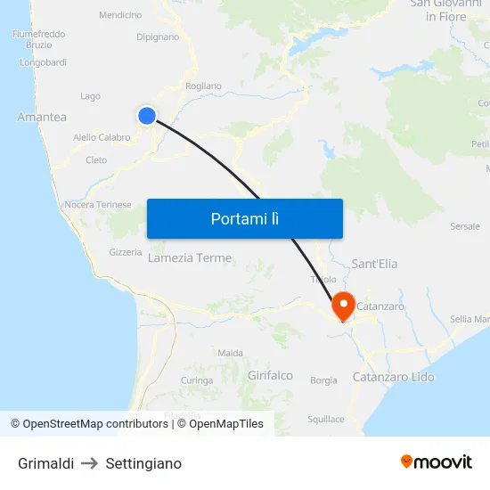 Grimaldi to Settingiano map