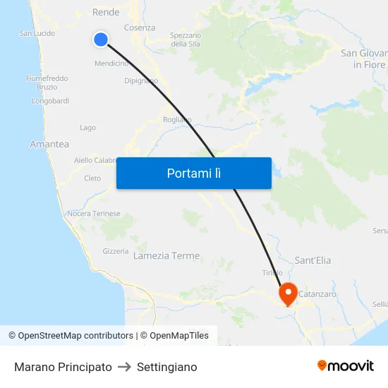 Marano Principato to Settingiano map