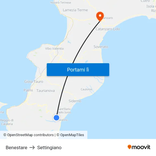 Benestare to Settingiano map