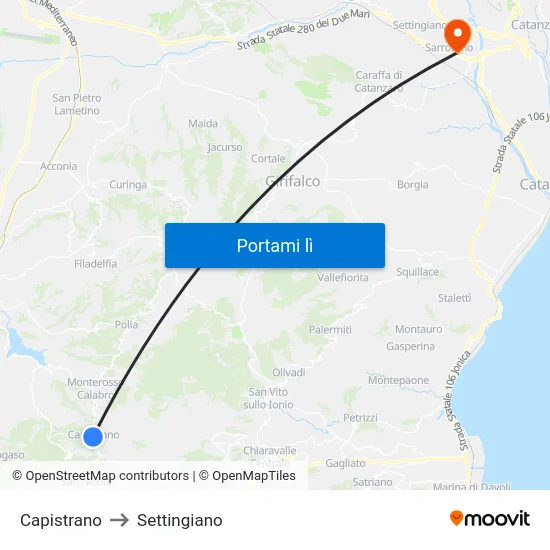 Capistrano to Settingiano map