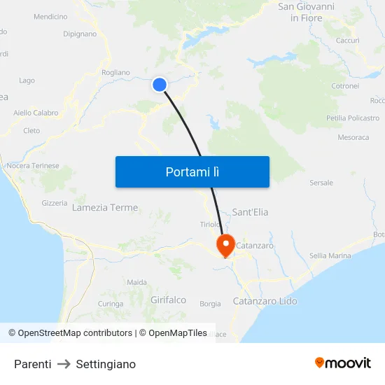 Parenti to Settingiano map