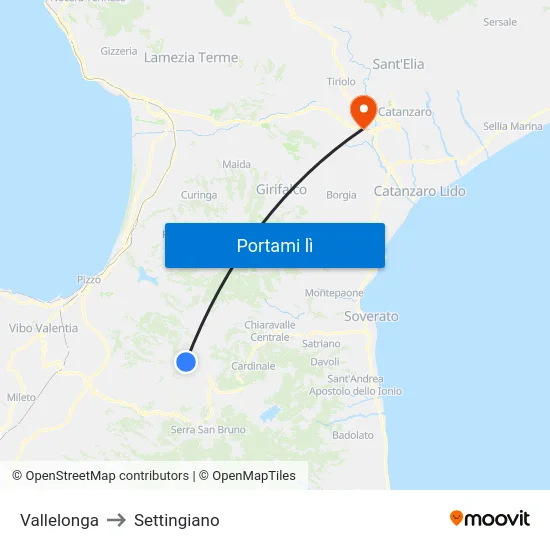 Vallelonga to Settingiano map