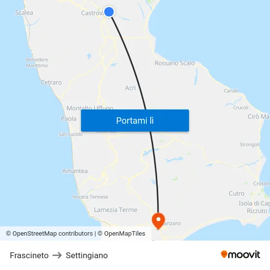 Frascineto to Settingiano map