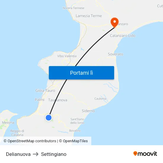 Delianuova to Settingiano map