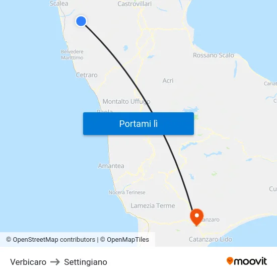 Verbicaro to Settingiano map