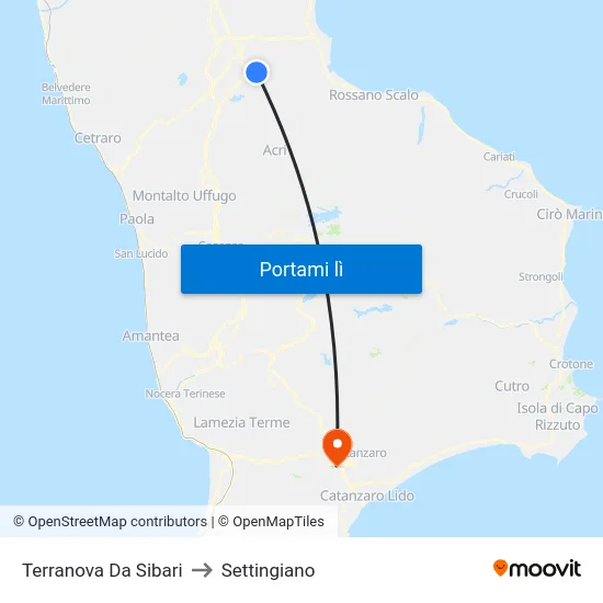 Terranova Da Sibari to Settingiano map
