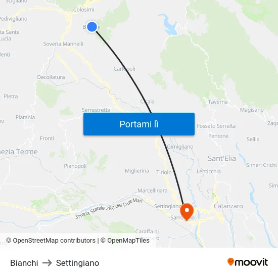 Bianchi to Settingiano map