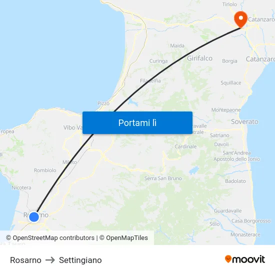 Rosarno to Settingiano map