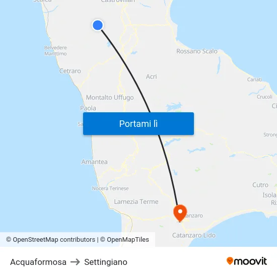 Acquaformosa to Settingiano map