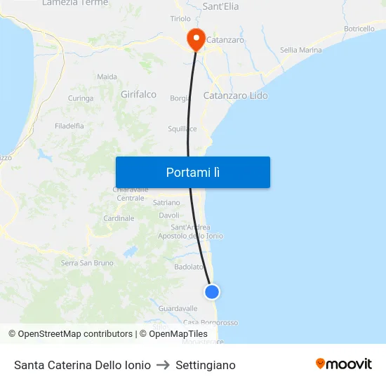 Santa Caterina Dello Ionio to Settingiano map