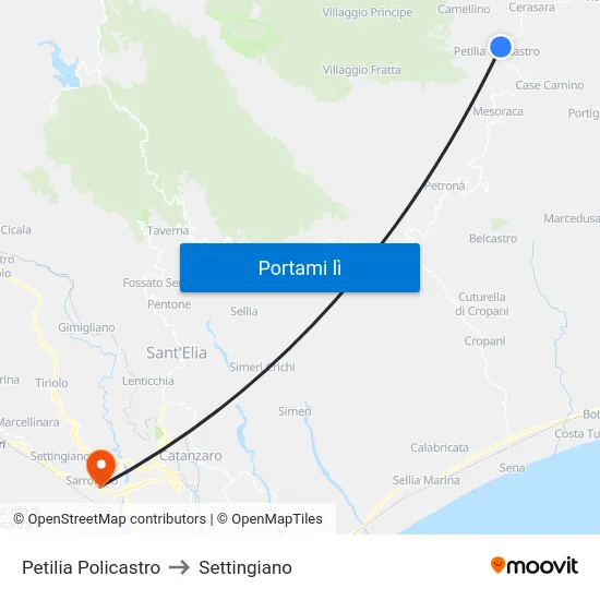 Petilia Policastro to Settingiano map