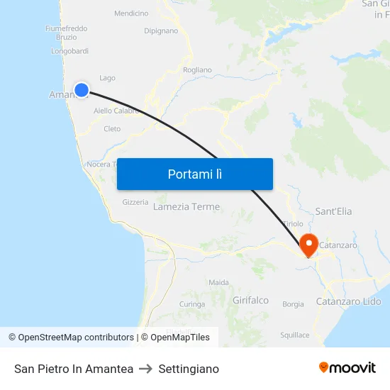 San Pietro In Amantea to Settingiano map