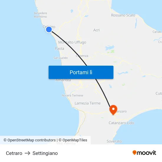 Cetraro to Settingiano map
