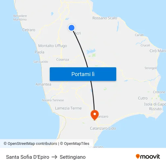 Santa Sofia D'Epiro to Settingiano map