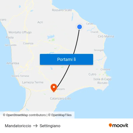 Mandatoriccio to Settingiano map