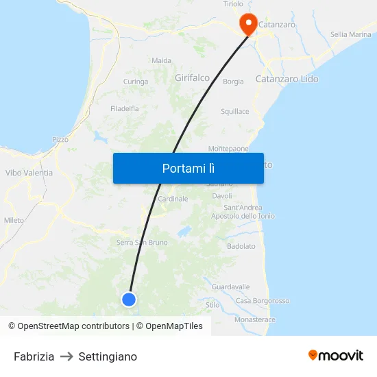 Fabrizia to Settingiano map