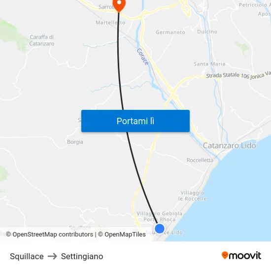 Squillace to Settingiano map
