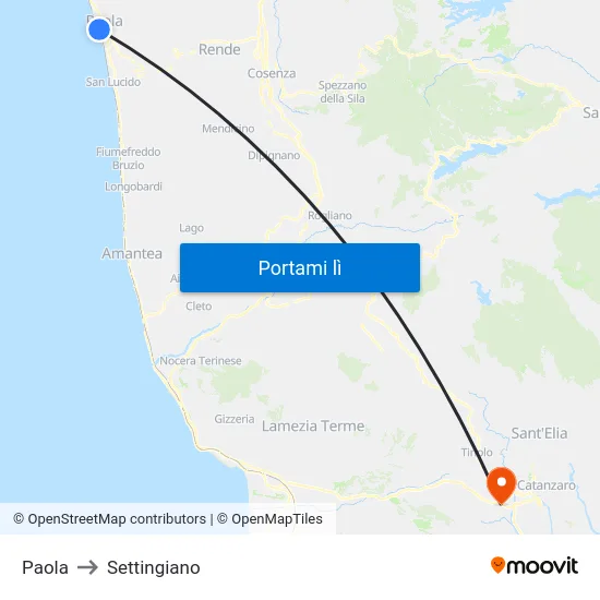 Paola to Settingiano map