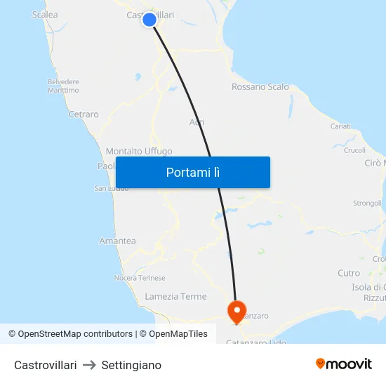 Castrovillari to Settingiano map