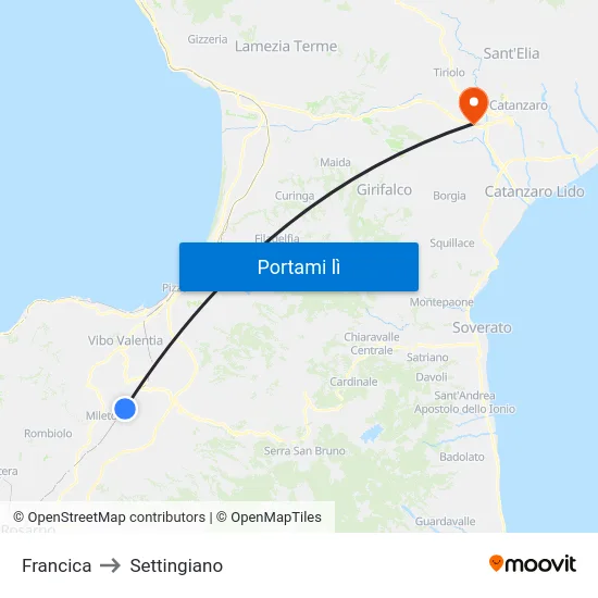 Francica to Settingiano map