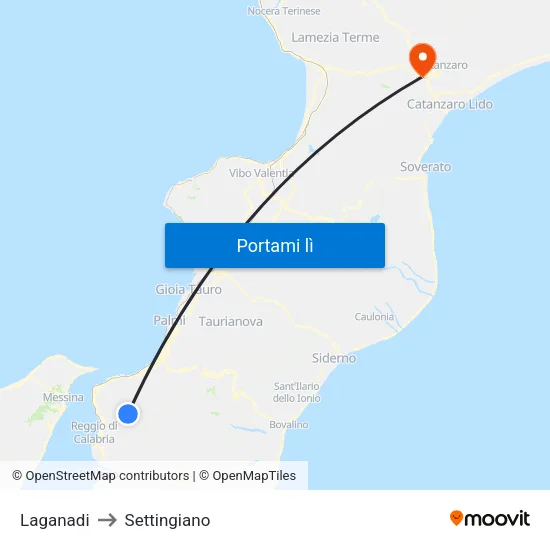 Laganadi to Settingiano map