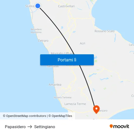 Papasidero to Settingiano map
