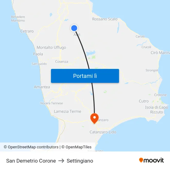 San Demetrio Corone to Settingiano map