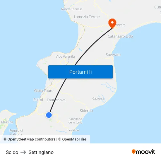 Scido to Settingiano map